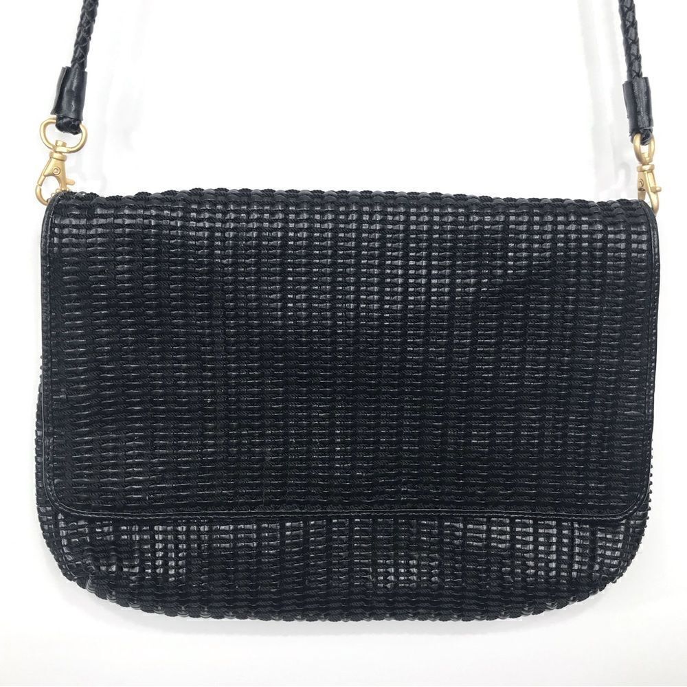 Stone Mountain Black Woven Shoulder Bag /Clutch